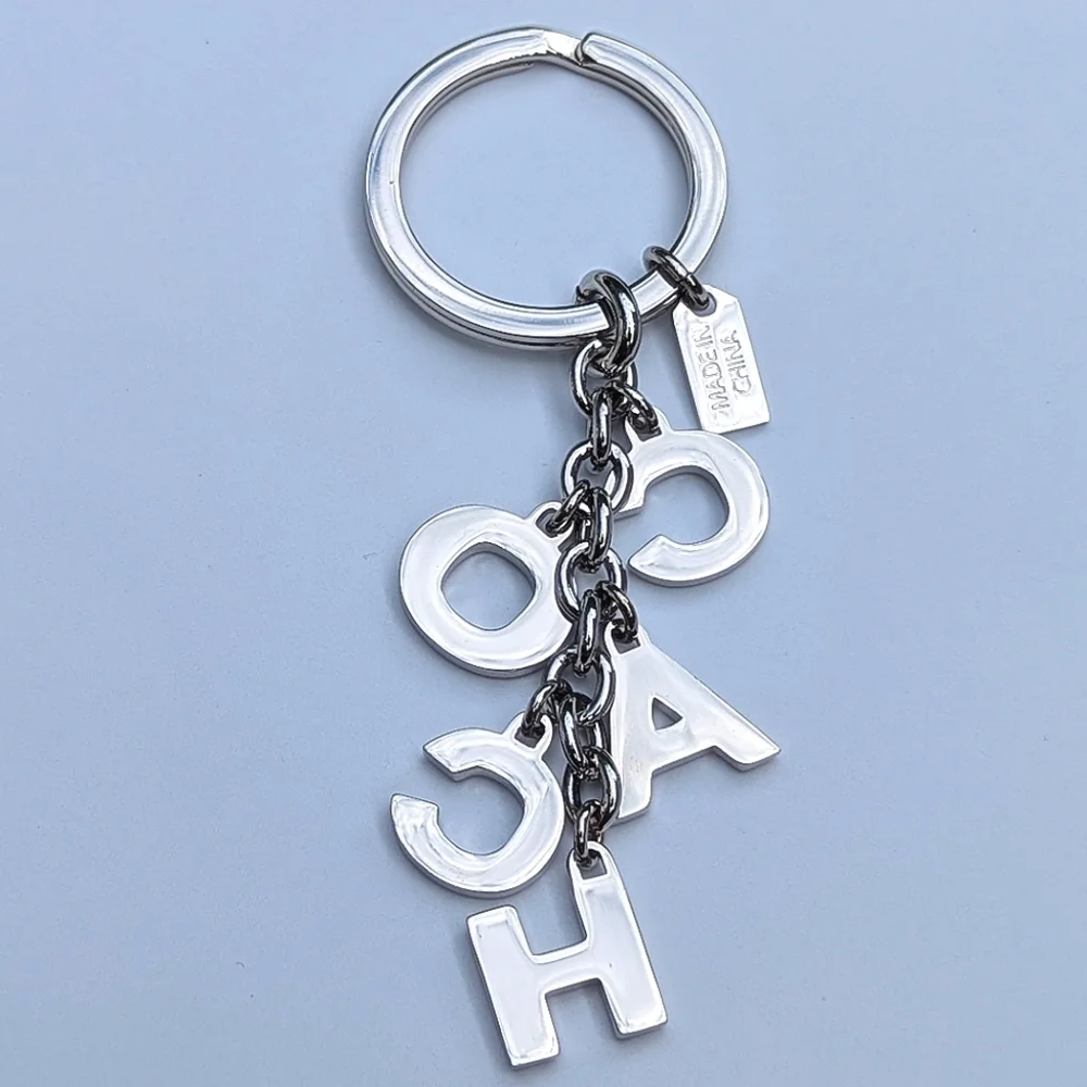 Coach Logo Alphabet Letter Bag Charm Silver Pave Crystal Keychain Pristine - Picture 4 of 7
